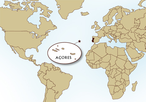 Localizao of the Aores on a world map