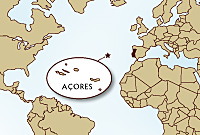Location of the Aores on a world map